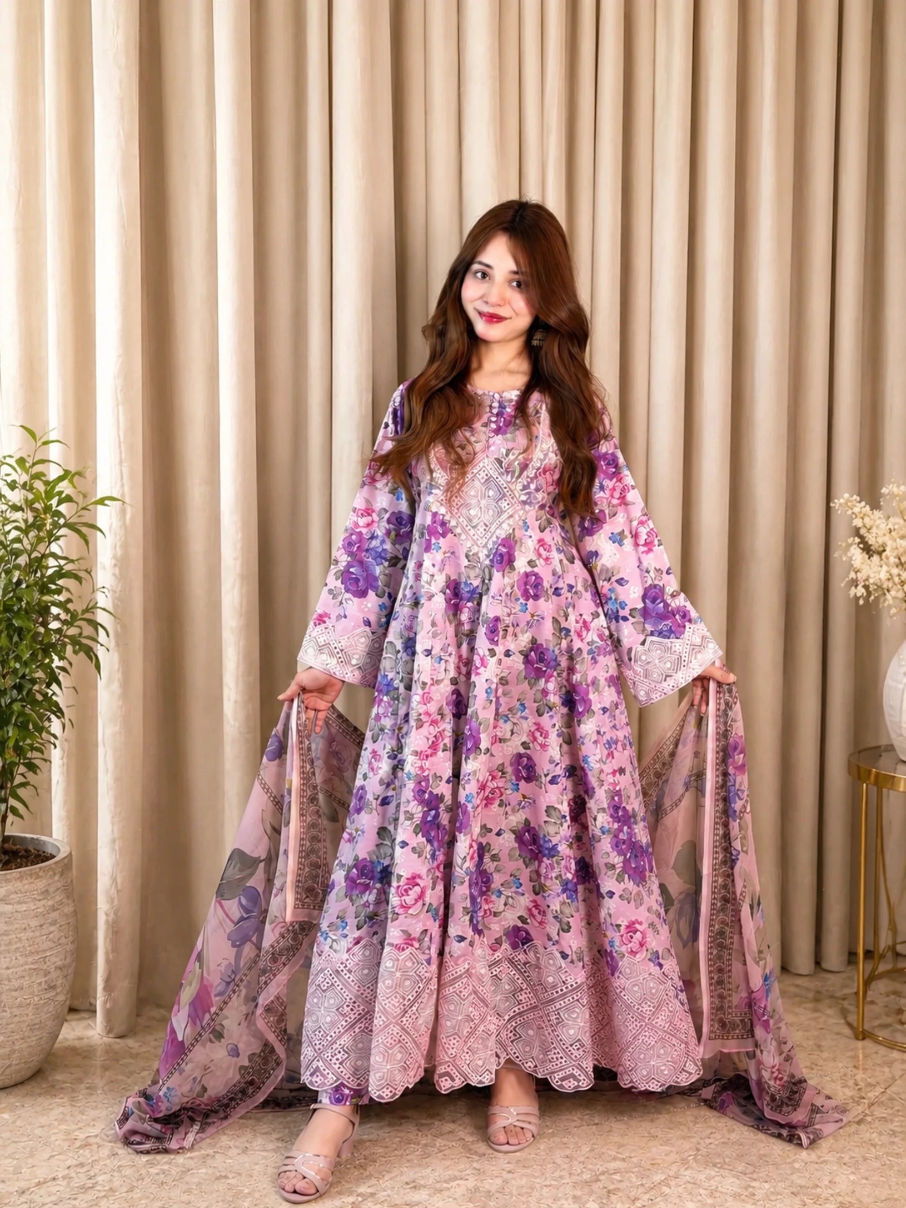 Floria – 3-Piece Printed Embroidered Lawn