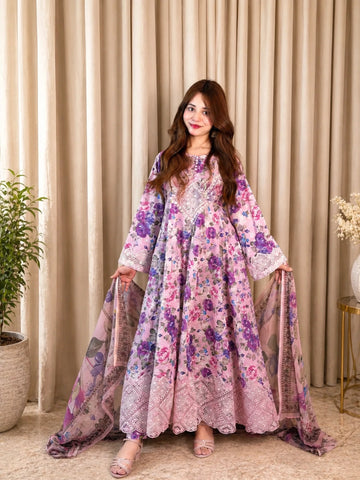 Floria – 3-Piece Printed Embroidered Lawn