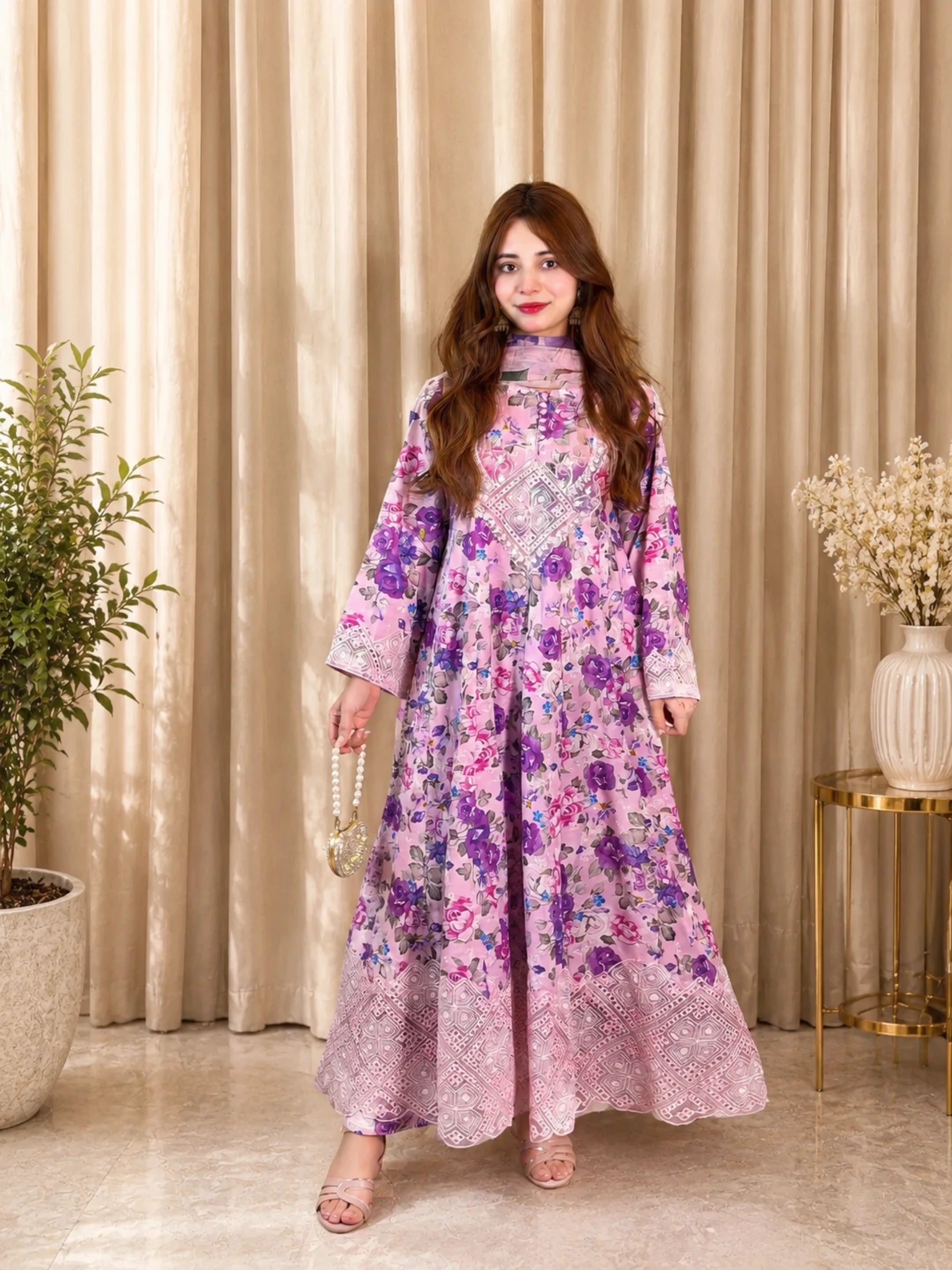 Floria – 3-Piece Printed Embroidered Lawn