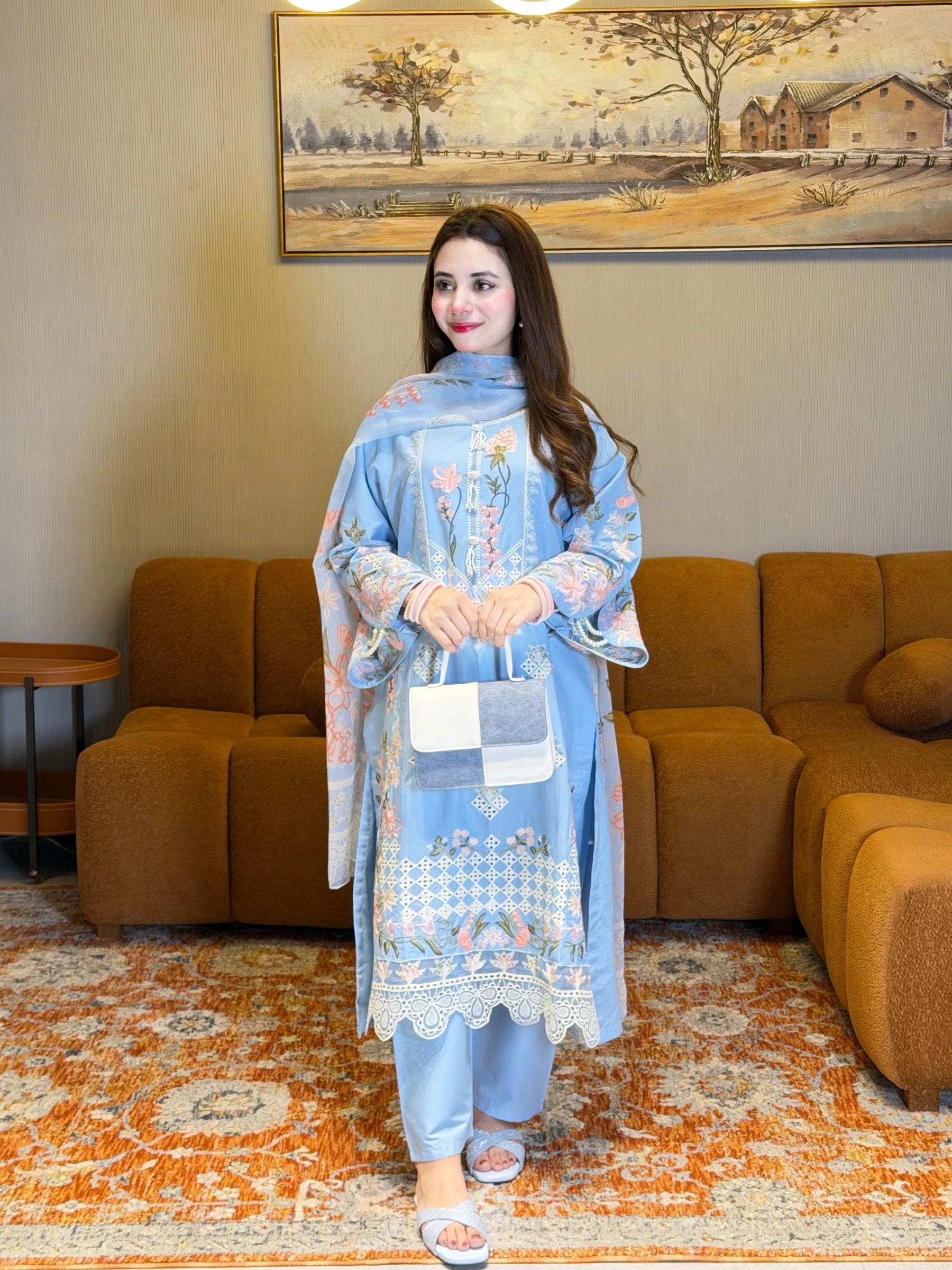 Nayel - Stitched 3 Piece Embroidered
