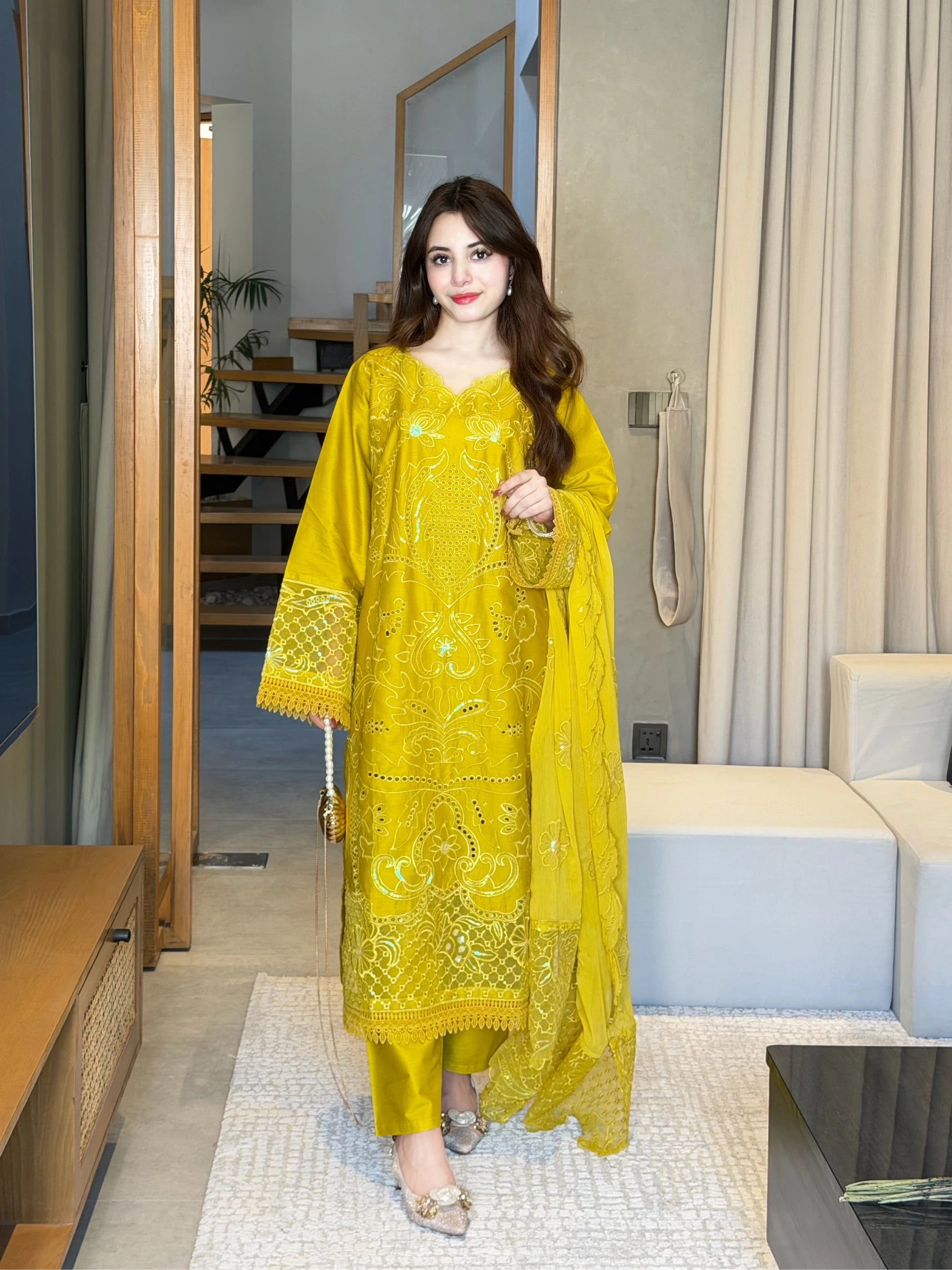 Zimal- Stitched 3 Piece Embroidered